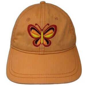 Pink Twill Orange Baseball Cap One Size Butterfly Floral Underbrim Cotton Hat